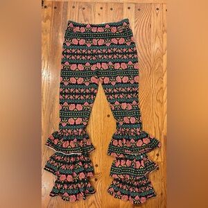 Matilda Jane Pink and Blue Floral Ruffle Leggings